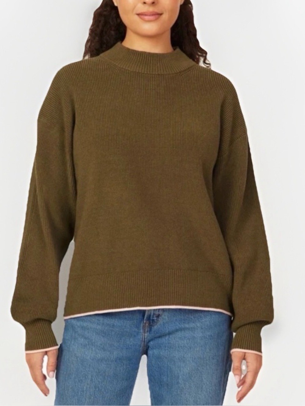 Scotch & Soda Crewneck Sweater – Size XL – Olive Green with Pink Trim – NWT